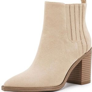 Elegant Tan Ankle Boots for Women - faux suede
